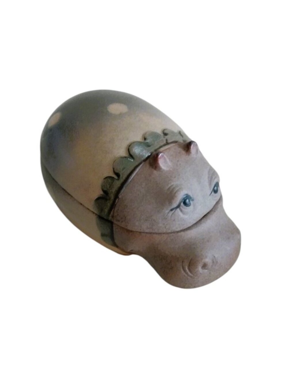 Vintage 70's-UCTCI-Japan Stoneware Handcrafted Hippopotamus Sugar Bowl with Lid
